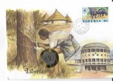 Moneda 5 cents 1977 - Liberia, in plic de prezentare