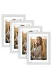 Set de 4 rame foto A4 cu monturi 21x29.7cm pentru poze 15x20cm, montaj pe perete/pe masă &ndash; Alb
