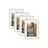 Set de 4 rame foto A4 cu monturi 21x29.7cm pentru poze 15x20cm, montaj pe perete/pe masă &ndash; Alb