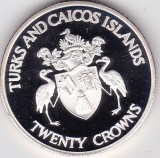 Turks and Caicos Islands 20 Crowns Olympic Games 1992 Comemorativa