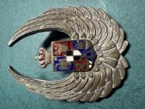 Insigna observator aerian Mihai 1 aviatie militara 1940 1941 1947 varianta argintata email la coroana