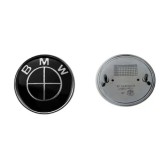 Set doua Embleme BMW, montaj pe capota/portbagaj ,82mm si 74mm, Negru