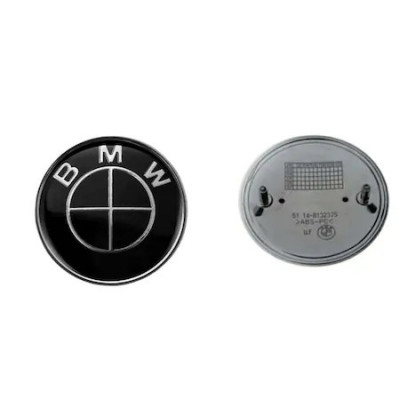 Set doua Embleme BMW, montaj pe capota/portbagaj ,82mm si 74mm, Negru foto