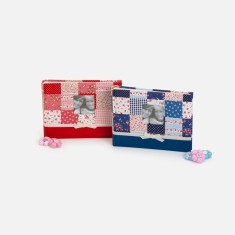 Album Patchwork, 60 coli 22x27cm, personalizabil, foto autoadezive, textil - Albastru