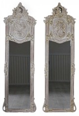 Set doua oglinzi Rococo cu o rama alb antichizat CAT207D