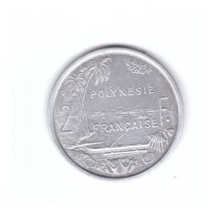 Moneda Polinezia Franceza 2 francs/franci 1982, stare foarte buna, curata