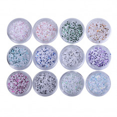 Sclipici tip confetti pentru unghii, 12 bucati, Multicolor foto