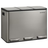 Cos de reciclare SONGMICS cu 3 compartimente, 45 L, inox argintiu