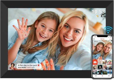 Rama foto digitala WiFi, 10.1 inch, Poze/Video, Ecran LED, aplicata Frameo, Memorie 32 GB, Ecran tactil, 1280*800 HD IPS, Slot USB, Card SD, Difuzor, foto