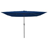 Umbrelă pătrată pentru grădină cu lumini LED, 295 x 245 cm, albastru deschis.