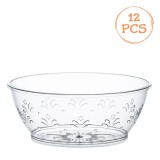 Set 12 Boluri Reutilizabile din Plastic Transparent cu Model Flori, 180 ml, CMCLASS