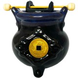 Vas aromaterapie Moneda norocoasa, pentru ulei și lum&acirc;nare, ceramică negru sau maro