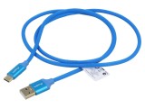 Cablu USB 2.0 A la C, 1m, aurit, albastru