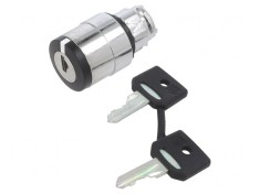 Comutator Rotativ cu Cheie 22mm 2 Poziții Negru