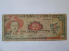 Rară! Nicaragua 20 Cordobas 1995 foto