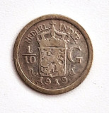 moneda argint _ Indiile Orientale de Est (Indonesia) _ 1/10 Gulden 1919_km # 311