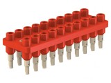 Bloc multipriză banană 2mm roşie 70VDC 10A 20 prize
