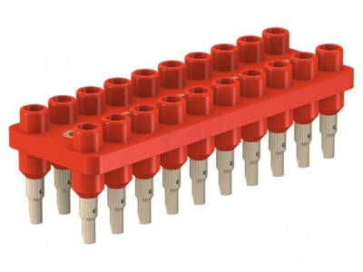 Bloc multipriză banană 2mm roşie 70VDC 10A 20 prize foto