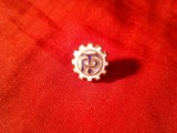 Insigna veche DDR - TP , metal si email , d=1,2cm