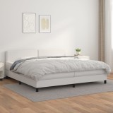 Cumpara ieftin Gossi pat box spring cu saltea, alb, 200x200 cm, piele ecologica