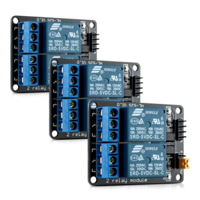 Set 3 Module releu cu 2 canale pentru Arduino Raspberry Pi, Kwmobile, Multicolor, Componente electronice, 38813 foto