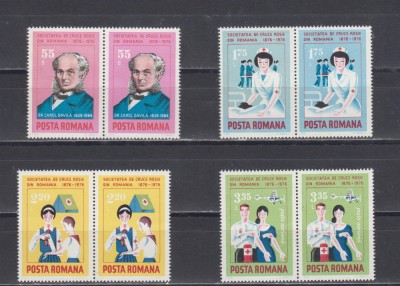 M1 TX9 4 - 1976 - Centenarul crucii rosii - perechi da cate doua timbre foto