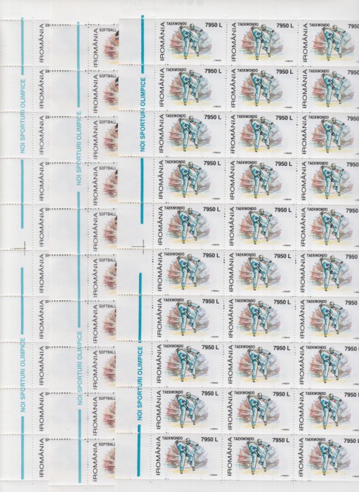 ROMANIA 1999 LP 1495 NOI SPORTURI OLIMPICE SET COLI DE 50 SERII MNH