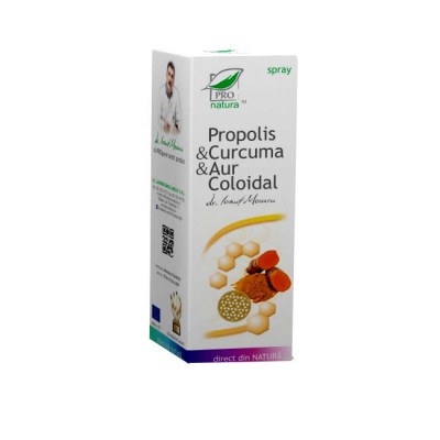 Spray Propolis &amp;amp; Curcuma &amp;amp; Aur Coloidal 50 mililitri Medica foto