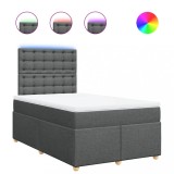 Cumpara ieftin Pat box spring cu saltea, gri inchis, 120x200 cm, textil