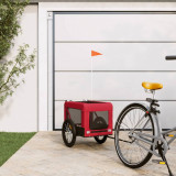 VidaXL Remorcă bicicletă animale companie, roșu/negru, oxford/fier