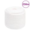 VidaXL Frânghie de barcă, alb complet, 16 mm, 250 m, polipropilenă