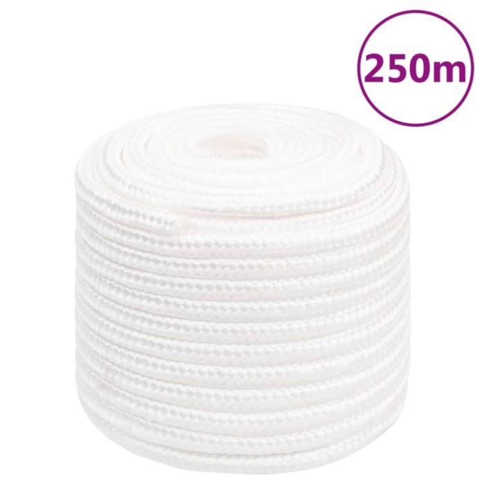 Fr&acirc;nghie de barcă, alb complet, 16 mm, 250 m, polipropilenă
