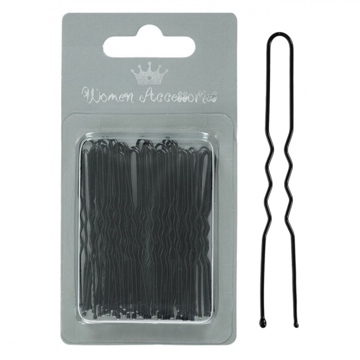 Agrafe Păr Set 40 Bucăți, 6cm, Negru