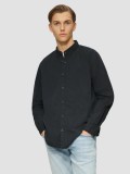 Camasa barbati cu maneca lunga, croiala Regular Fit si logo, Bleumarin inchis, S, L, M, XL