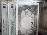 2x 1000 lei 1941 cons SERII 6&amp;7 PMG64 Unc bancnote gradate