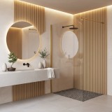 Paravan de dus Rea Flexi Transparent / Brush Gold 120