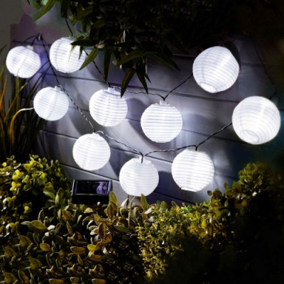 Garden of Eden - Sir 10 lampioane solare LED alb rece 3,7 m foto