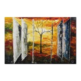 Tablou inspirational gigant pictat manual living, birou, dormitor, Vieti paralele, 150x100cm ulei pe panza in cutit