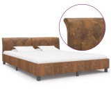 vidaXL Cadru de pat, maro, 160 x 200 cm, piele &icirc;ntoarsă ecologică