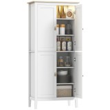 HOMCOM Bufet de bucătărie, mobilier de bucătărie de depozitare &icirc;nalt cu LED reglabil și senzor de mișcare, 80 x 40 x 176,5 cm, alb | Aosom Romania