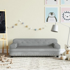Canapea pentru copii, gri deschis, 90x53x30 cm, catifea GartenMobel Dekor