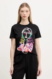 Desigual tricou din bumbac MISURI femei, culoarea negru, 25SWTKA9