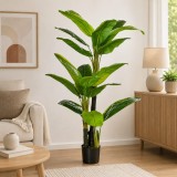 Cumpara ieftin Planta artificiala, bananier cu ghiveci, verde, 150 cm