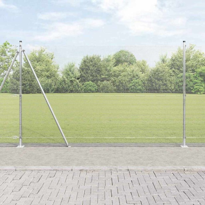 &Icirc;ngrădire din s&acirc;rmă sudată cu 13 st&acirc;lpi flansați 1.6x25 m Oțel galvanizat