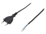 Cablu alimentare 2x0,5mm2 CEE 7/16 (C) 2m PVC negru - 2,5A