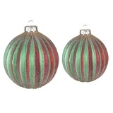 Cumpara ieftin Set 2 globuri brad Craciun sticla verde rosie 10x10 cm, 8x8 cm