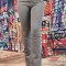 F918-18 Blugi evazati cu talie inalta din denim usor elastic