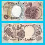 Ghana (p#11) 5 Cedis 1969 UNC &#039;Statuiete&#039; serie: V/I 395231