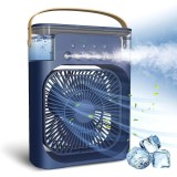 Ventilator portabil, cu rezervor de apa de 600 ml, cu vapori de apa, ventilatie, umidificator, purificator, albastru
