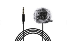 Microfon lavaliera Puluz PU424 - 1.5m, mufă jack 3,5 mm DESIGILAT